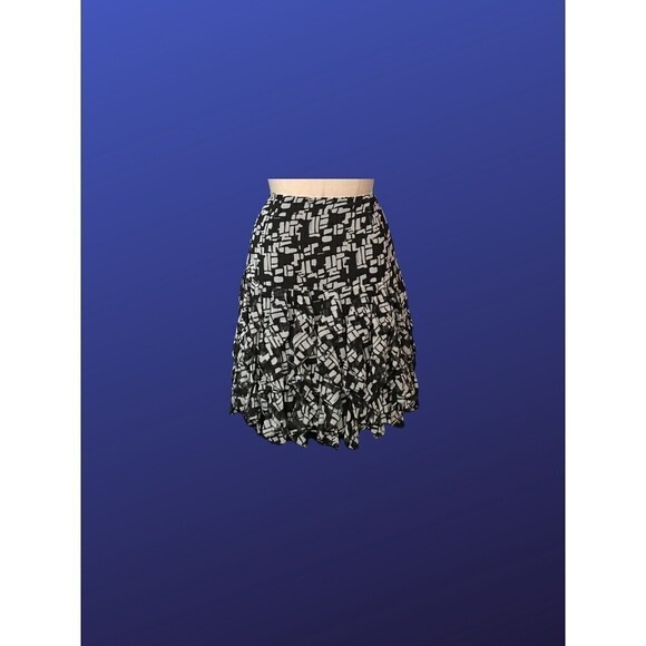 ALFANI 100% Polyester Vertical Ruffle Skirt, BLACK/WHITE GEOMETRIC, Size 12,NWOT - Picture 2 of 7